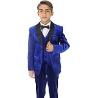 Boys Luxurious Velvet Tuxedo 3-6 PC Suit with Satin Shawl Lapels – Ideal for All Formal Events - Image 2