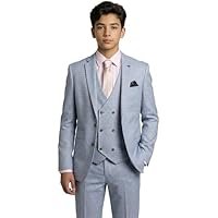 Men’s & Boys Glen Check 3-Piece Suit Tweed-Like Tailored Fit Father & Son Wedding Outfit - Image 5