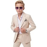 WULFUL Boys' Slim Fit Suit 3 Pieces:Jacket, Pants, Shirt,Summer Suit Set for Teens Boys Wedding Beach - Image 4