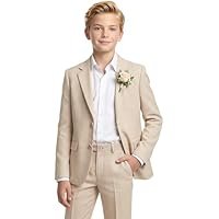 WULFUL Boys' Slim Fit Suit 3 Pieces:Jacket, Pants, Shirt,Summer Suit Set for Teens Boys Wedding Beach - Image 2