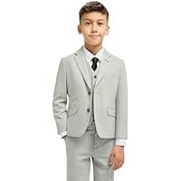 SIRRI Men’s Boys Textured Suit, 3-Piece Slim Fit, Smart-Casual & Formal Attire - Image 4