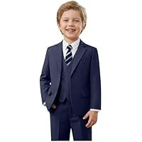 Boys 5 Piece Wedding Suit Slim Fit Kids Double Breasted Tuxedo Formal Suits for Teen Toddler Ring Bearer Outfit - Image 2