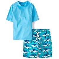 The Children's Place Boys' Short Sleeve Rashguard and Swim Trunk, 2-piece Set - Image 2