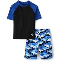The Children's Place Boys' Short Sleeve Rashguard and Swim Trunk, 2-piece Set - Image 5