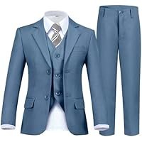 Boy's Suit Formal Slim Fit 5 Pieces Suit Set Blazer Vest Pants with Adjustable Waist Shirt with Tie - Image 5