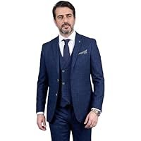 Men’s & Boys Glen Check 3-Piece Suit Tweed-Like Tailored Fit Father & Son Wedding Outfit - Image 3