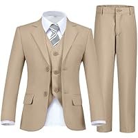 Boy's Suit Formal Slim Fit 5 Pieces Suit Set Blazer Vest Pants with Adjustable Waist Shirt with Tie - Image 2