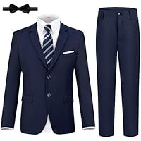 JPF Boys Formal Suits Slim Fit 5 Piece Kids Suit Jacket Pants Set with Dress Shirt and Tie for Wedding Prom - Image 2