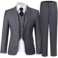 Boy's Suit Formal Slim Fit 5 Pieces Suit Set Blazer Vest Pants with Adjustable Waist Shirt with Tie - Image 4