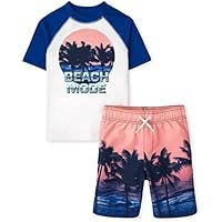 The Children's Place Boys' Short Sleeve Rashguard and Swim Trunk, 2-piece Set - Image 4