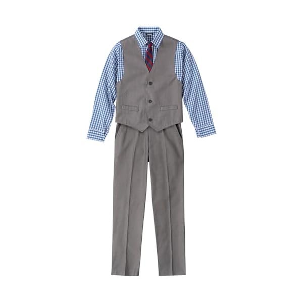 IZOD Boys' 4-piece Formal Dress Up Suit Set, Vest, Pants, Collared Shirt, and Tie - Image 4