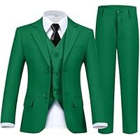 Boy's Suit Formal Slim Fit 5 Pieces Suit Set Blazer Vest Pants with Adjustable Waist Shirt with Tie - Image 3