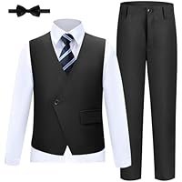 Boys 5 Piece Wedding Suit Slim Fit Kids Double Breasted Tuxedo Formal Suits for Teen Toddler Ring Bearer Outfit - Image 5
