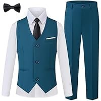 WULFUL Boys Suits 5-Pieces Formal Slim Fit Tuxedo Suit Set,Teen Suits for Wedding Ring Bearer Church Outfit - Image 2