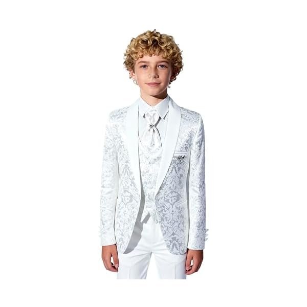 SIRRI Boys Patterned Communion Tuxedo Suit 5 PC Set Wedding Dinner Prom Age 1-16 - Image 2