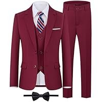 WULFUL Boys' Formal Suit Set,Slim Fit Tuxedo Wedding Suit 6-16 Years with Adjustable Waist - Image 3