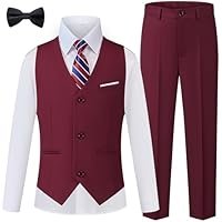 WULFUL Boys Suits 5-Pieces Formal Slim Fit Tuxedo Suit Set,Teen Suits for Wedding Ring Bearer Church Outfit - Image 4