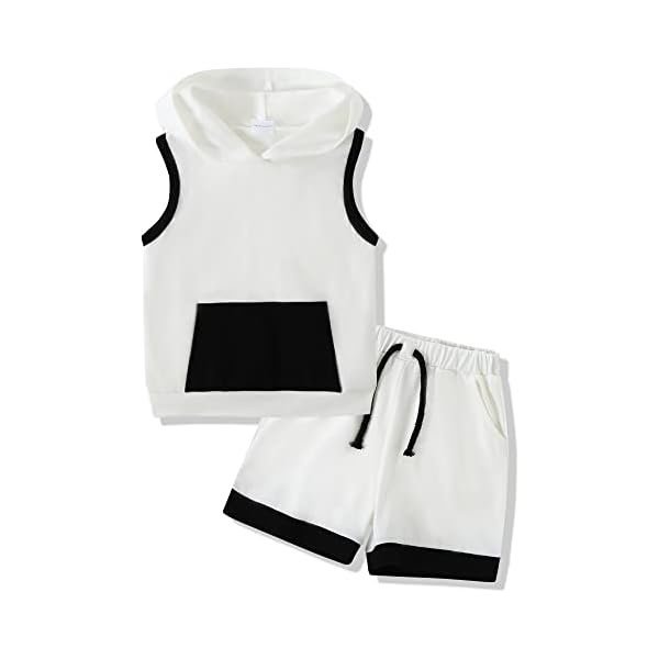 Toddler Boy Clothes Summer Outfits Hoodie Sleeveless Tank Tops and Shorts Set with Pockets 2 Piece Clothing Set