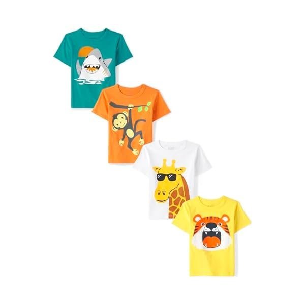 Baby Boys and Toddler Dinos,Animals,Cars Short Sleeve Graphic T-Shirts,4 Pack