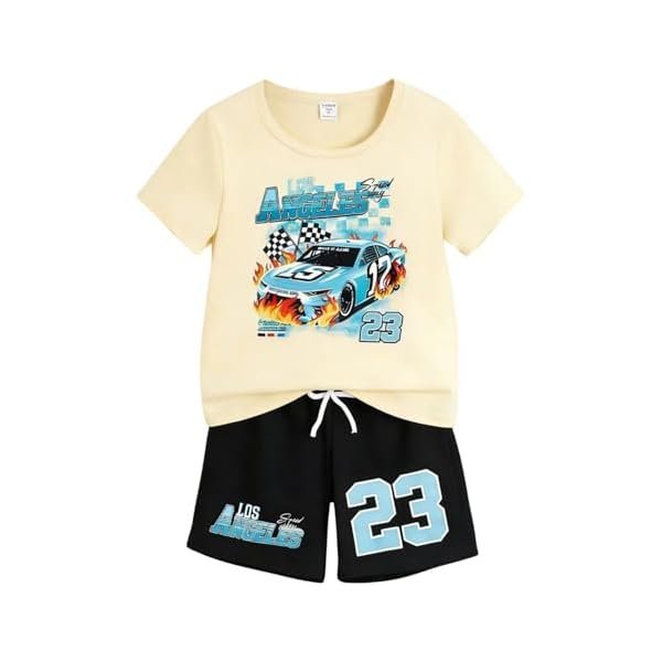 Boys Summer Clothes Graphic Short-Sleeved T-Shirt & Shorts Set 2 Piece Toddler Kid Outfit Size 5-10