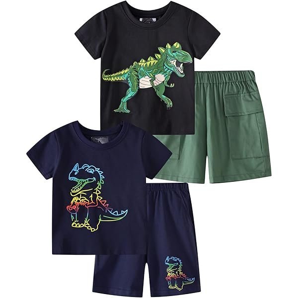Boy Summer Clothes Toddler Outfits Kids Cotton Short Sleeve Shirt Shorts Set 2-7 Years